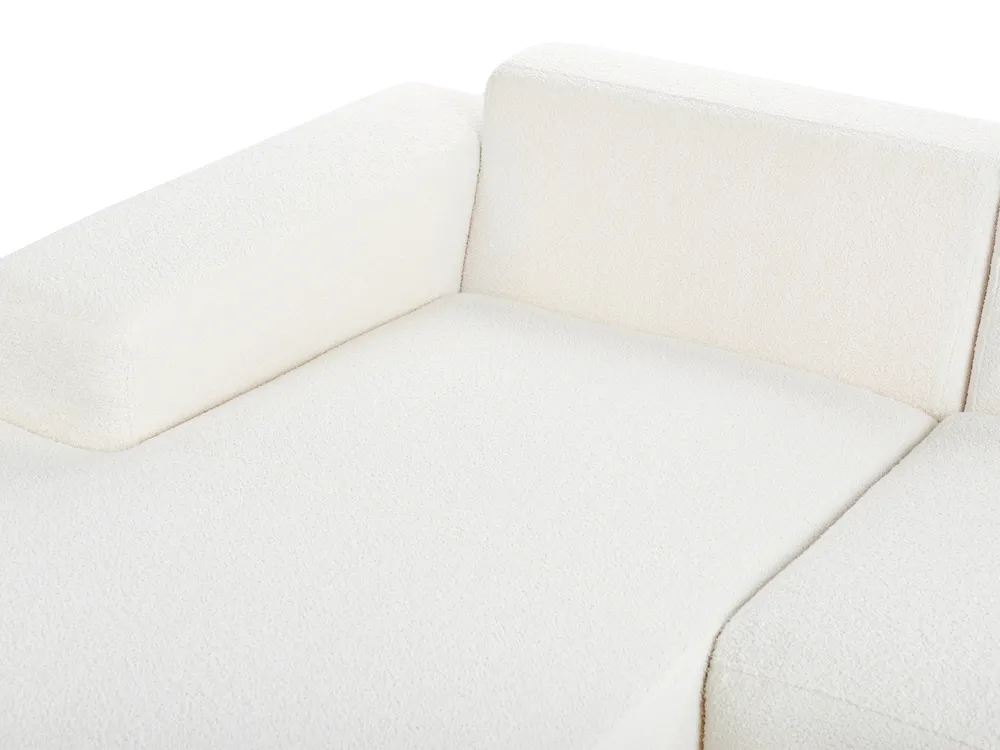 Corner Sofa 4 Seater LUNGO Boucle White Right Hand_962423