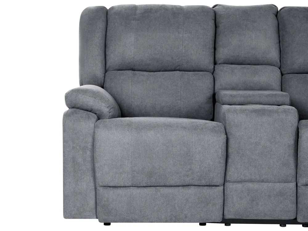 Manual Recliner Corner Sofa 5 Seater ROKKE Fabric Grey Left Hand_1108230