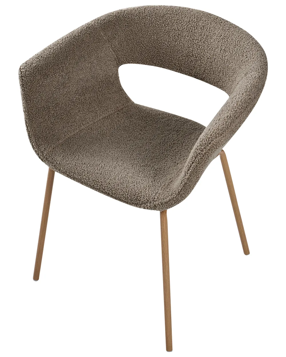 Set of 2 Dining Chairs ELMA Boucle Taupe_1029048