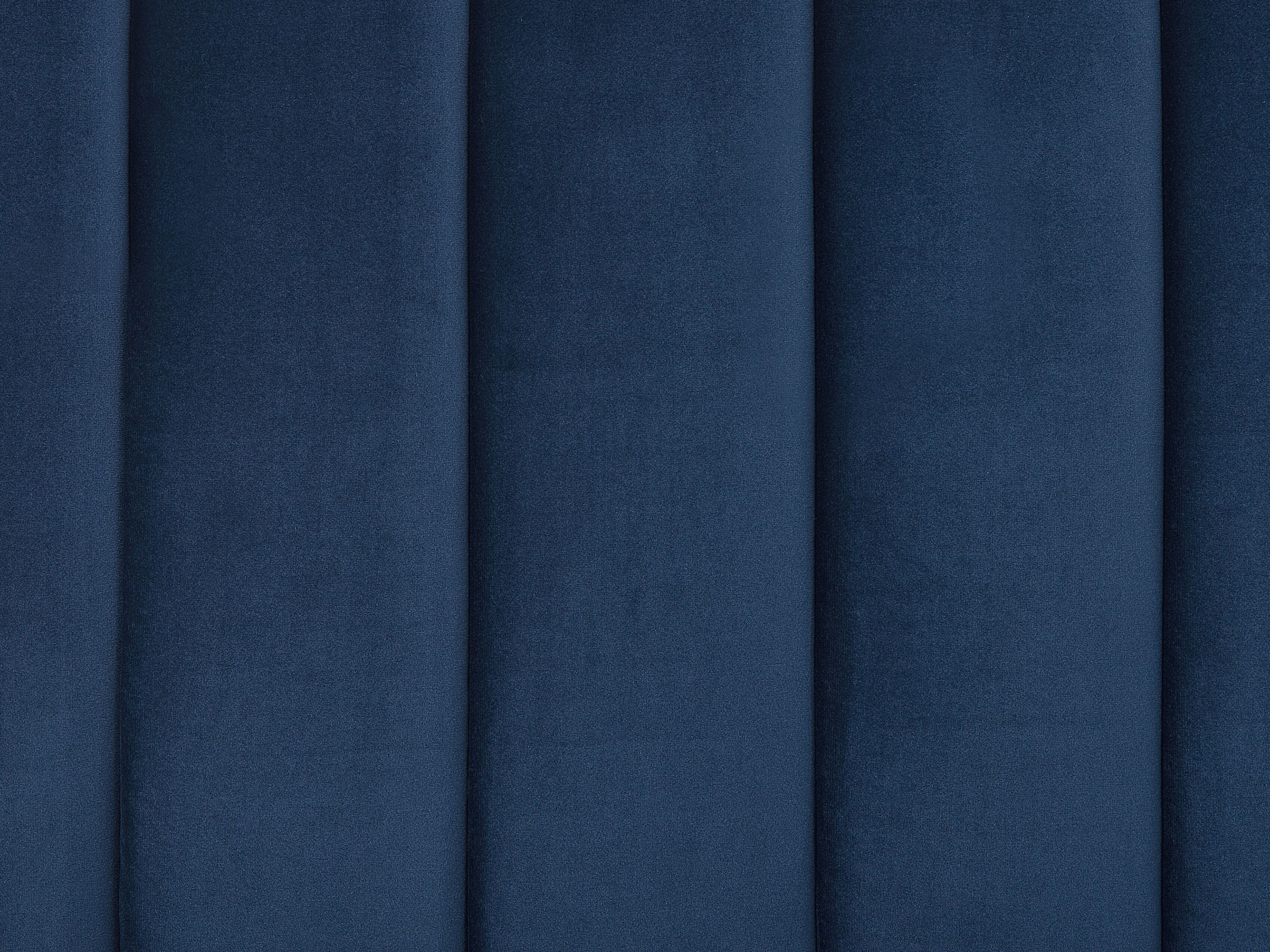 Lit Beliani Fitou 160x200 Velours Bleu Foncé – Literie Glamour Et Confort