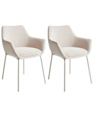 Set of 2 Dining Chairs BOWDON Chenille Light Beige_968407