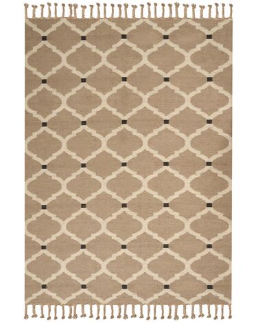 Teppich Jute beige 200 x 300 cm geometrisches Muster Kurzflor ORENCIK