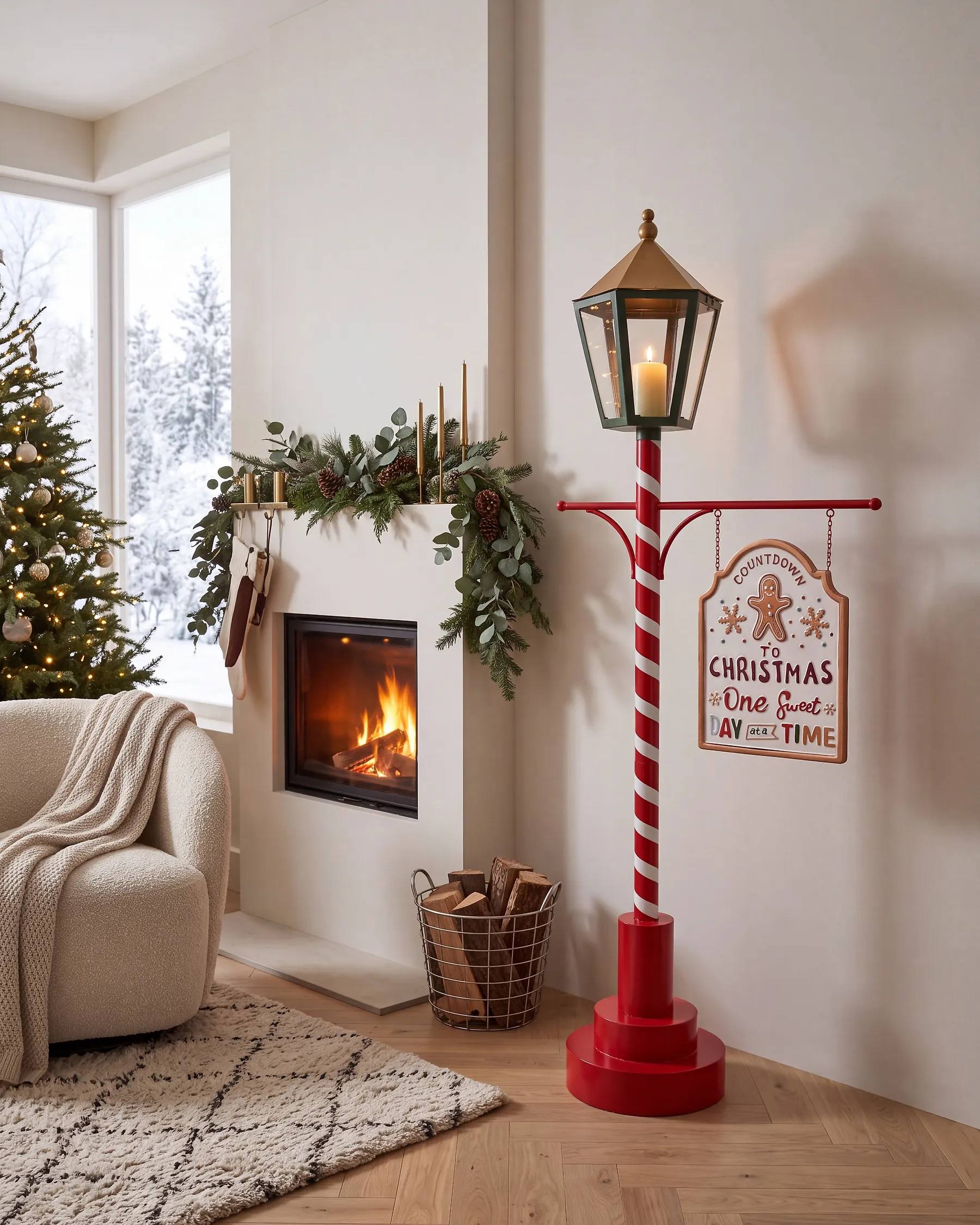 Decorazione natalizia KAAVI 140 cm Lampada da palo Rosso/Bianco_1173523
