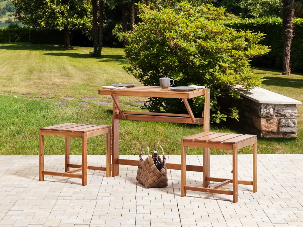Convertible Garden Bench Bistro Set TUENNO Acacia Wood Brown