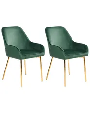 Set of 2 Dining Chairs LOVERNA Velvet Green_970577