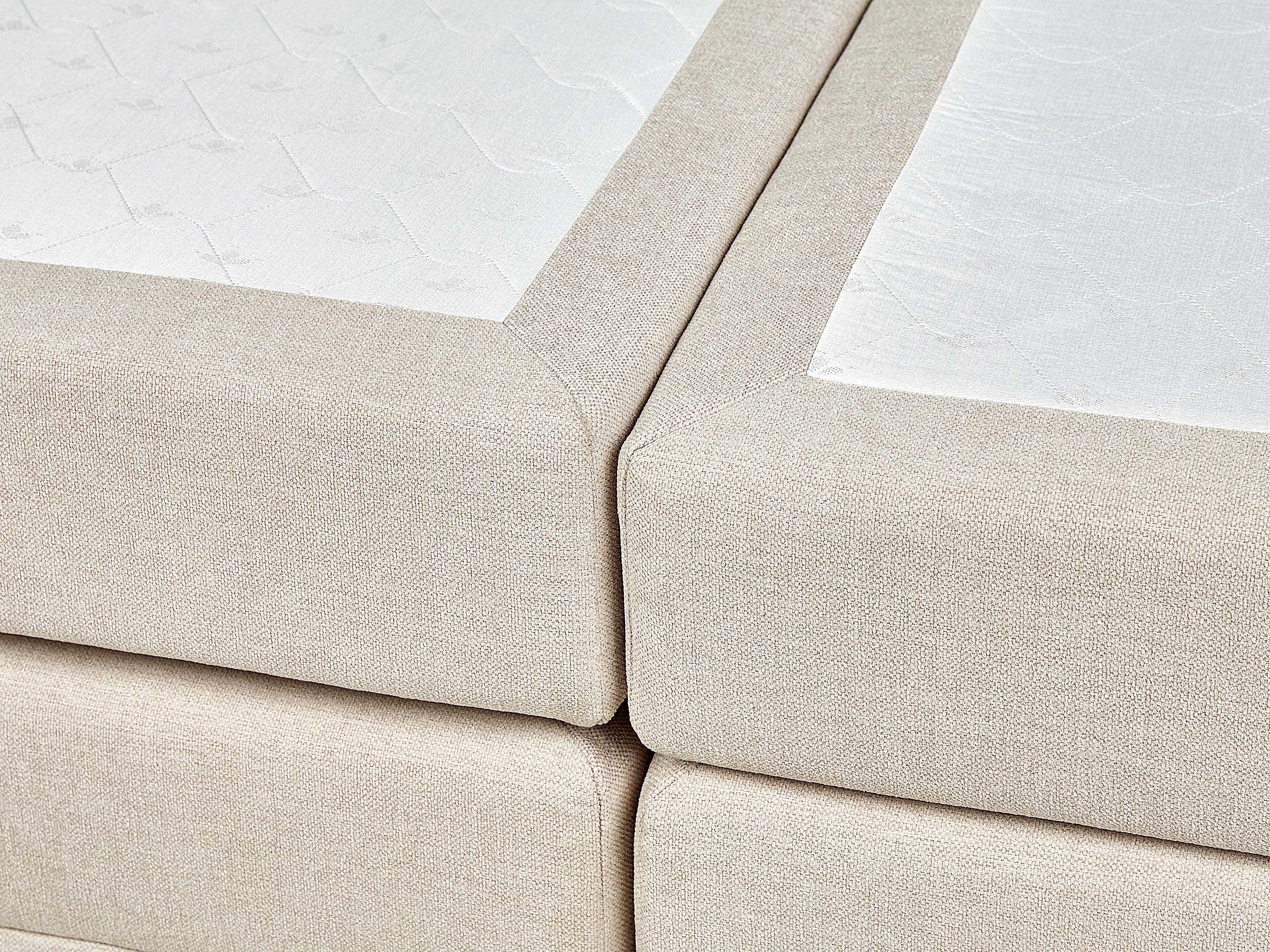 Lit boxspring avec rangement ARISTOCRAT Tissu Beige clair 180 x 200 cm_873783