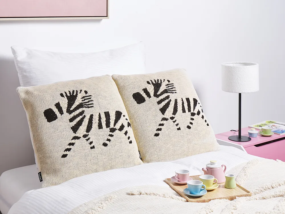 Set di 2 cuscini JABORI 45 x 45 cm Cotone Beige_1155625