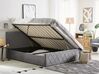 Sametová postel s úložným prostorem 140 x 200 cm šedá ROCHEFORT_786501