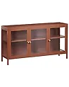 Glass Display Sideboard NEWPORT 115 cm Metal Golden Brown