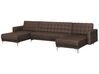 5 Seater U-shaped Modular Fabric Sofa Brown ABERDEEN_736577