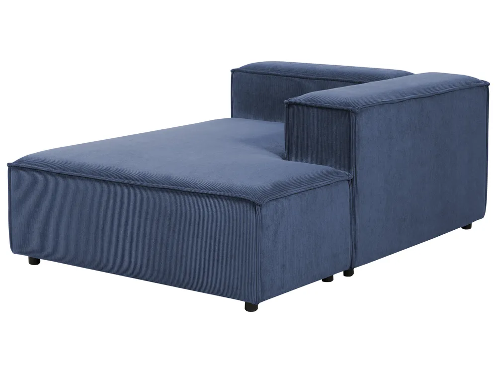 Modular Corner Sofa 2 Seater ARDAL with Ottoman Corduroy Dark Blue Left Hand_1008785