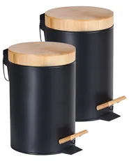 Zestaw 2 koszy na śmieci z pedałem 3 L ECOSMART Metal Czarny_992918
