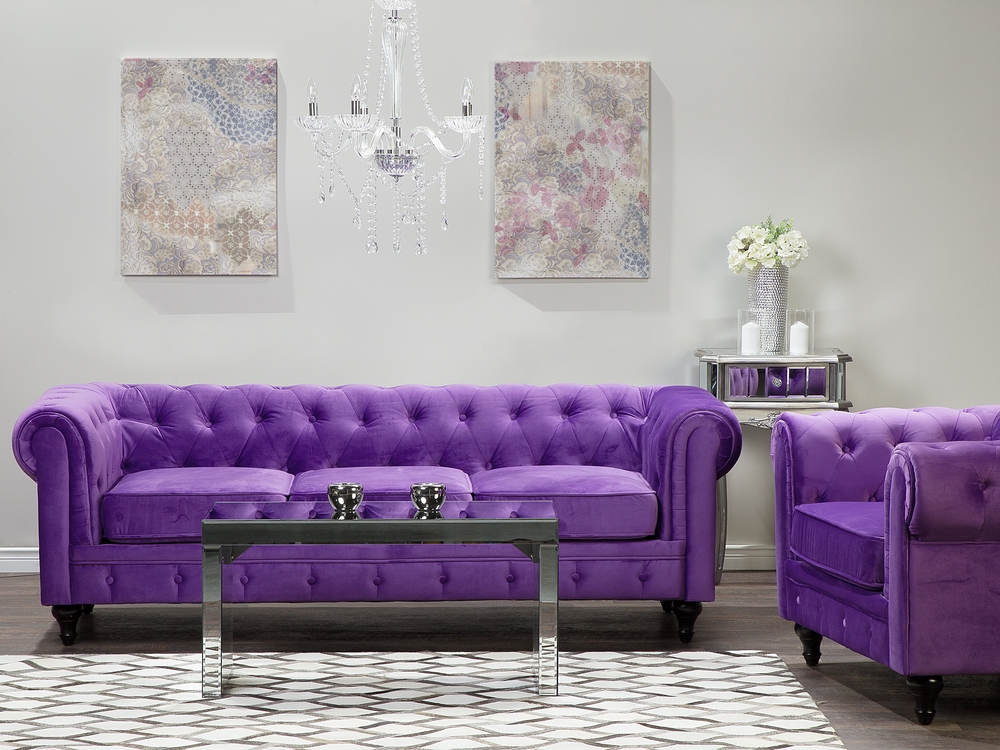 Purple velvet chesterfield discount