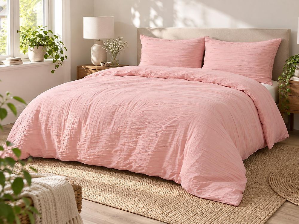 Set Copripiumino SUMNER 220 x 240 cm Mussola di cotone Rosa pastello