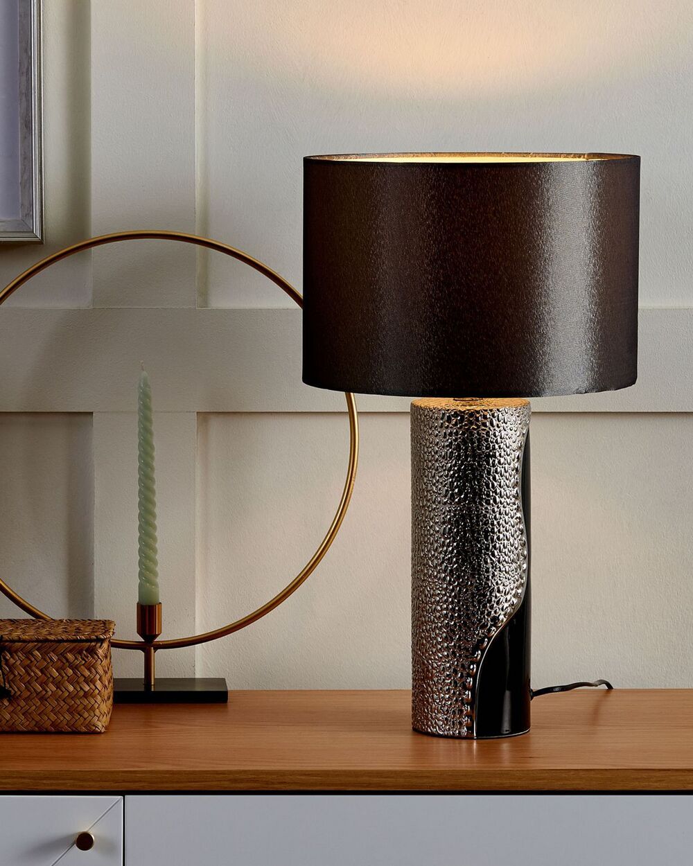 Table Lamp Black with Silver AIKEN Beliani