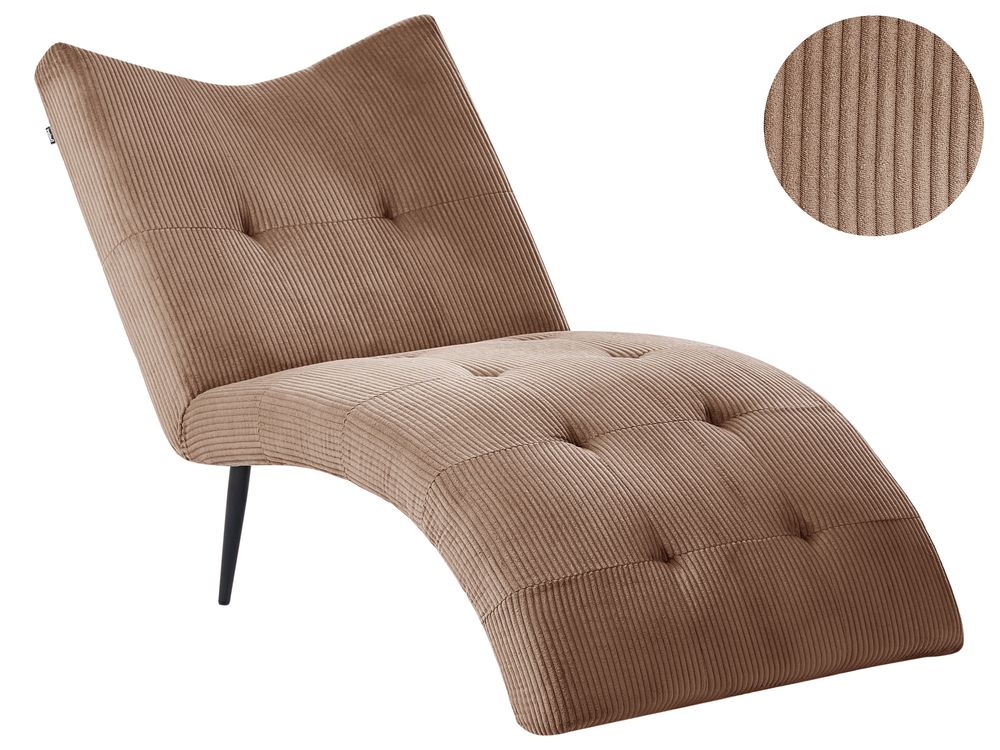 Chaiselong QUILLY Fløjl Mørk beige