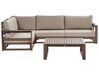 Lounge Set zertifiziertes Holz dunkelbraun 4-Sitzer rechtsseitig modular Auflagen taupe TIMOR II_853403