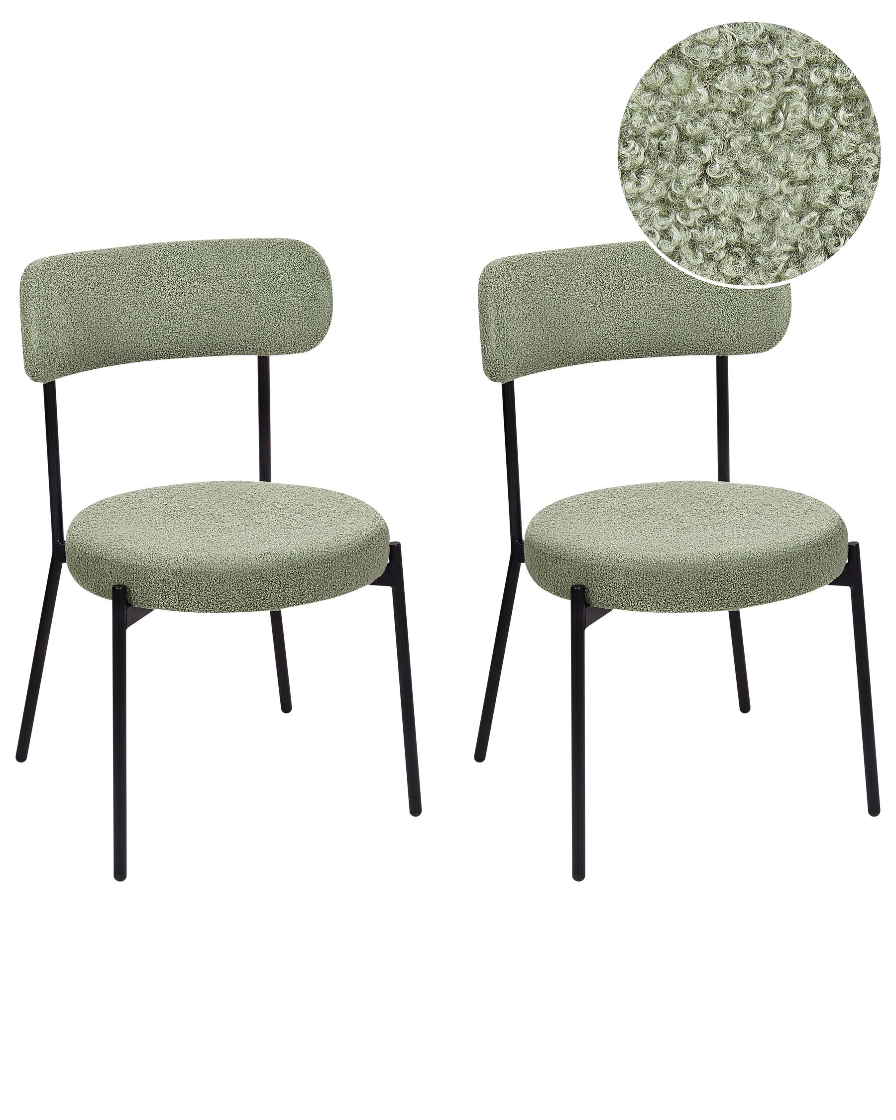 Lot de 2 chaises de salle à manger en tissu bouclé vert clair ALLISON_929053