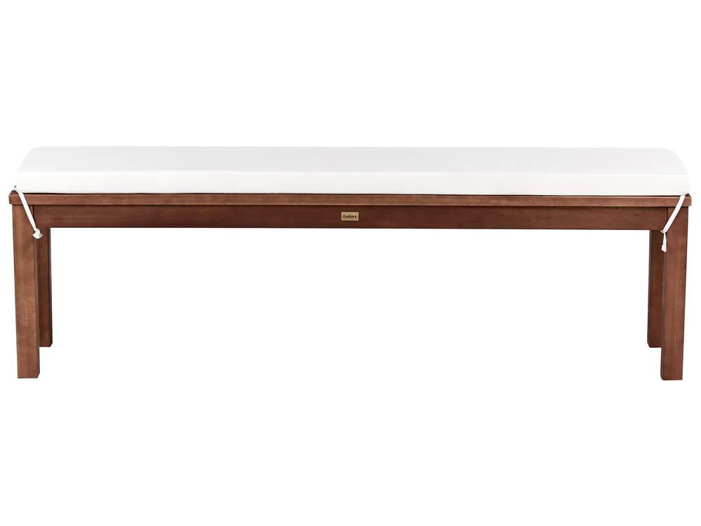 Garden Bench with Cushion TUSCANIA 160 cm Eucalyptus Wood Off-White