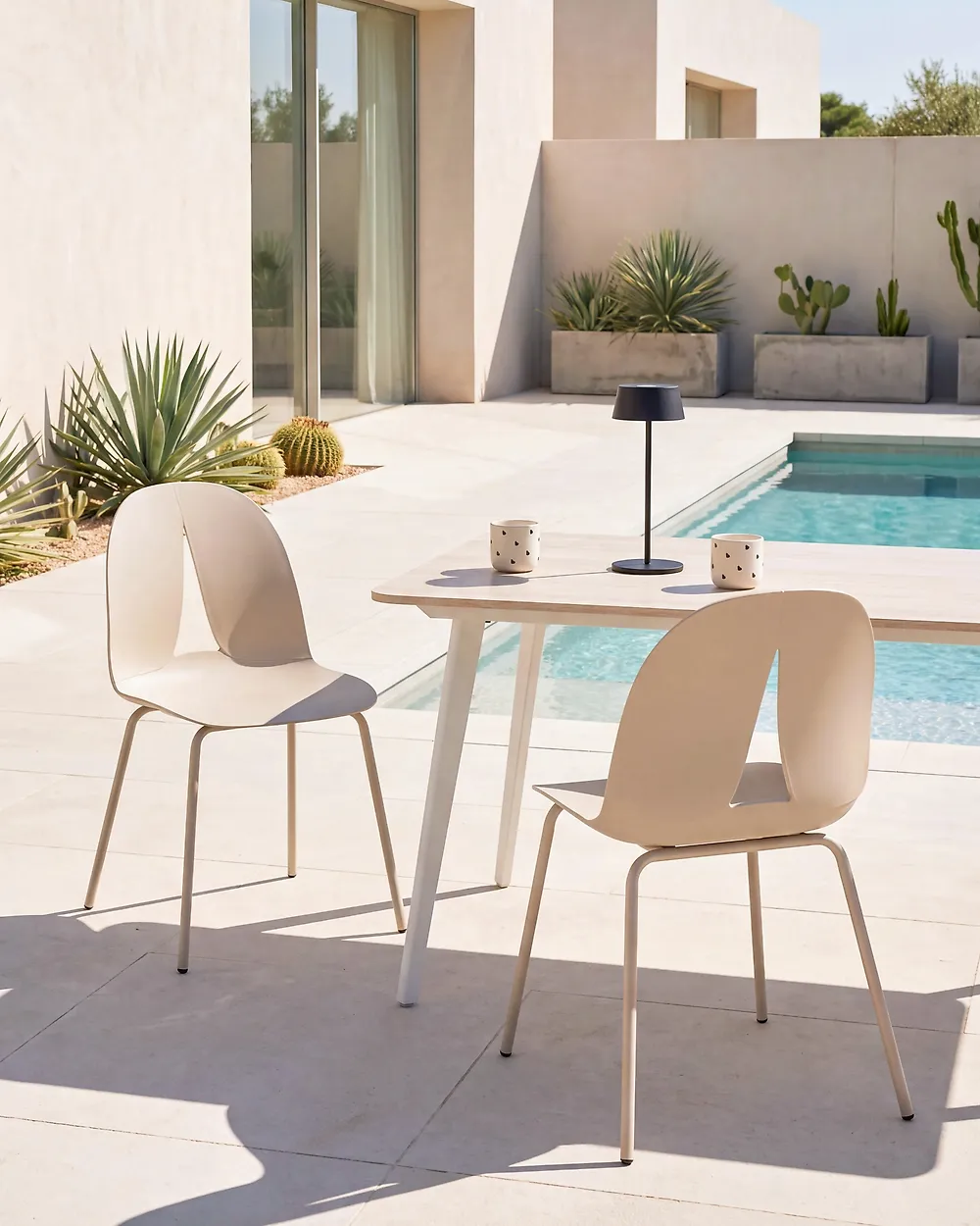Set of 2 Garden Chairs BOLGHERI Armless Beige