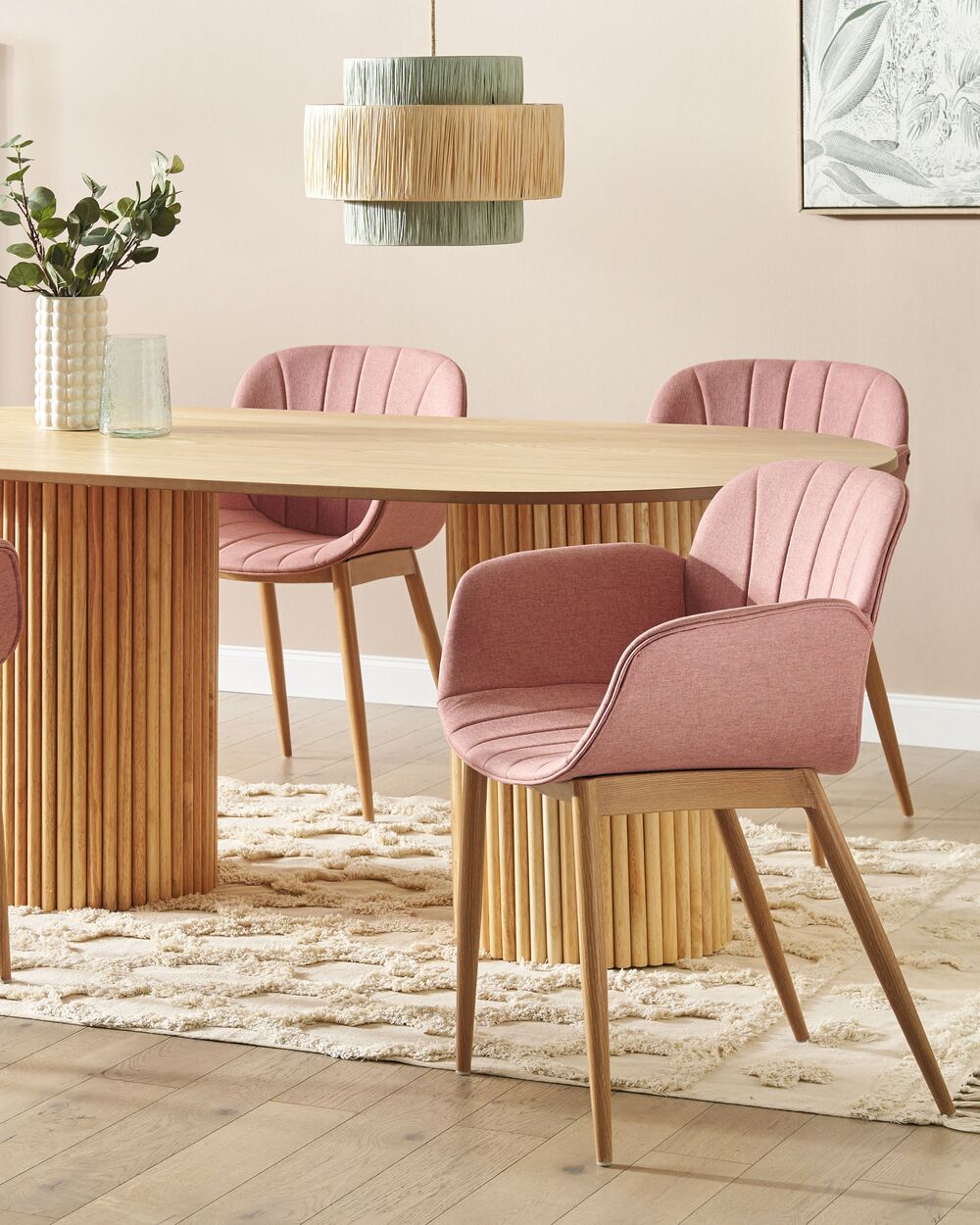 Set of 2 Fabric Dining Chairs Pink ALICE Beliani.cz
