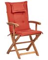 Set of 2 Garden Dining Chairs with Red Cushions MAUI II_926456