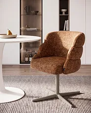 Dining Chair Swivel YOUNGSTOWN Fabric Golden Brown_1161844