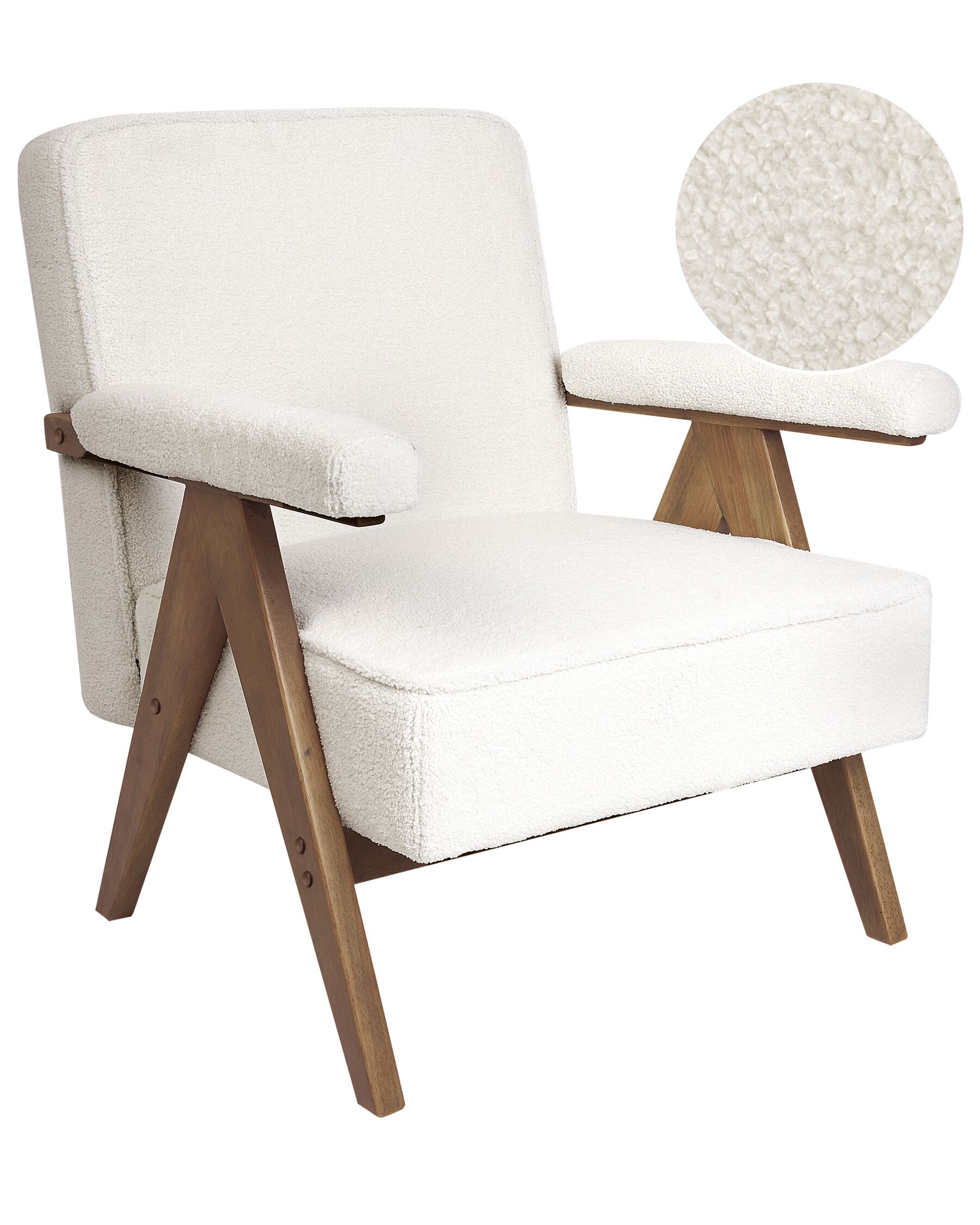 Fauteuil en bouclé blanc EVJE_927192