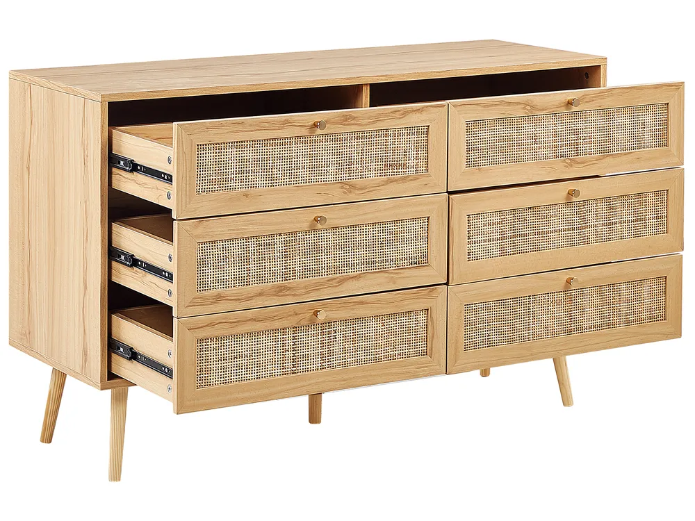 6 Drawer Chest PEROTE Rattan Light Brown_841327