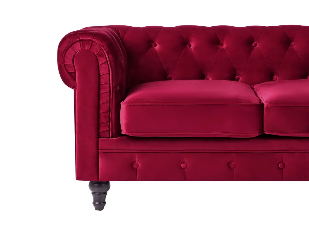 Sofa 3 Seater CHESTERFIELD Velvet Dark Red_1149596