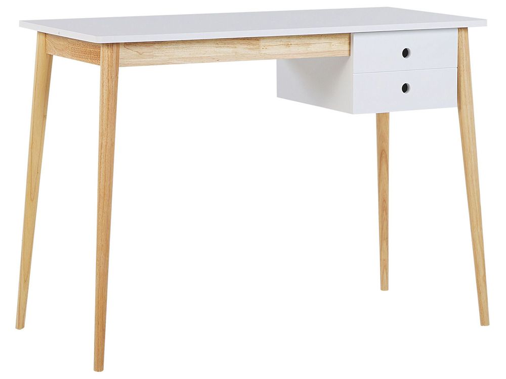 Wooden white desk with drawers discount