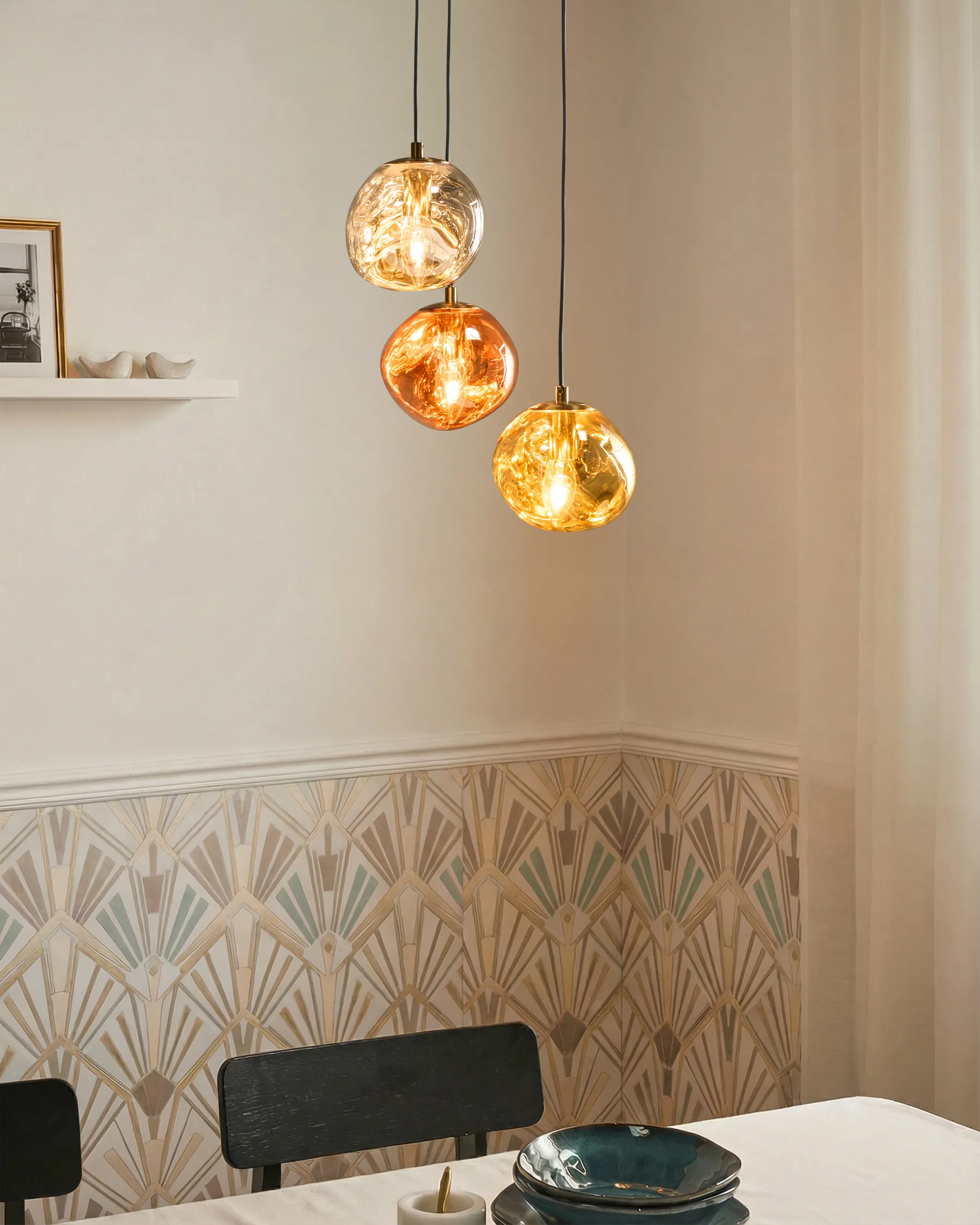 3 Light Pendant Lamp TSHUAPA Glass Multicolour_1069513