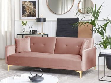 Velvet Sofa Bed Pink LUCAN