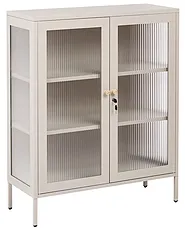 Glass Display Cabinet HARLYN  90 cm Metal Beige_1156526