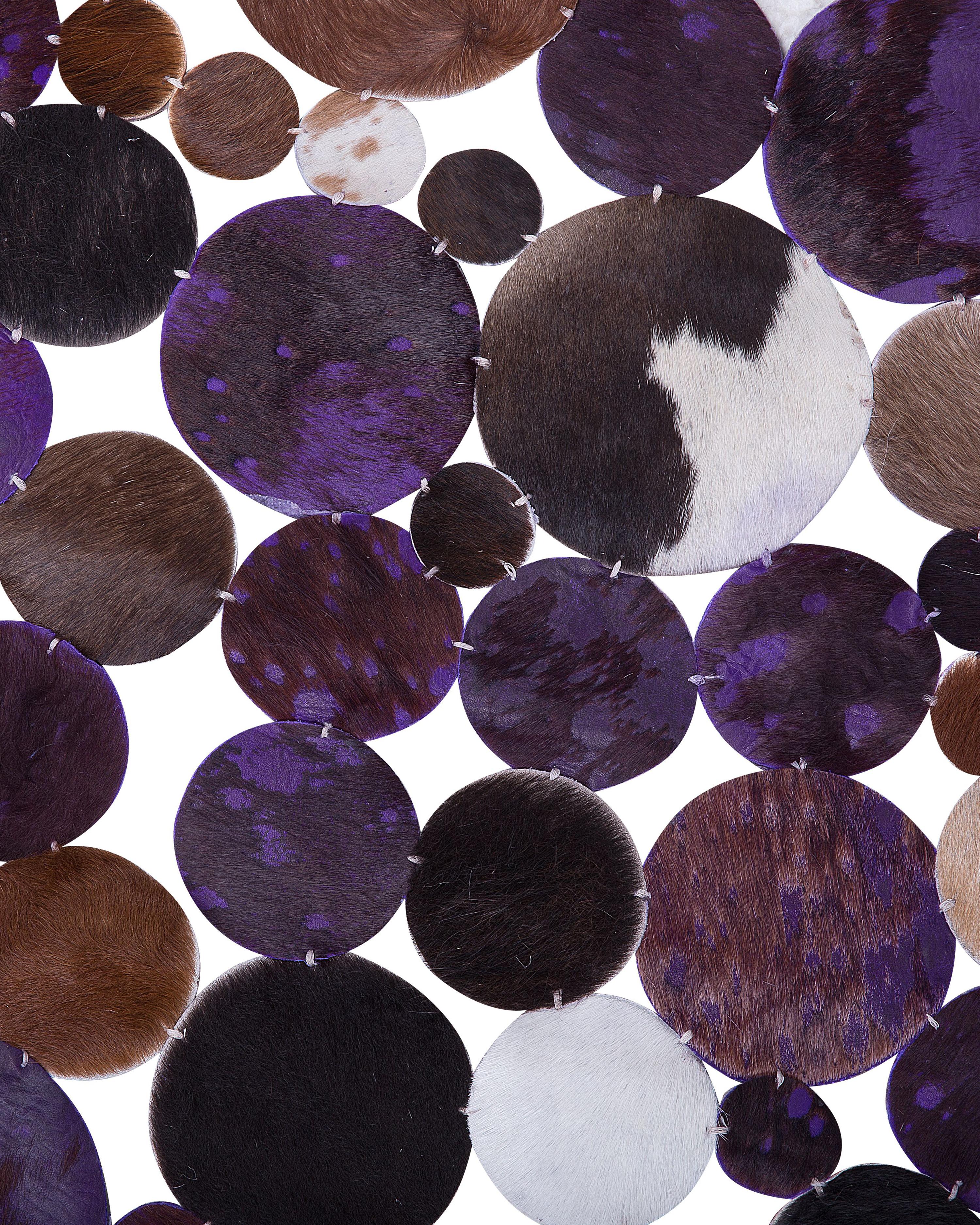 Round Cowhide Rug ⌀ 140 cm Purple Multicolour SORGUN_721052