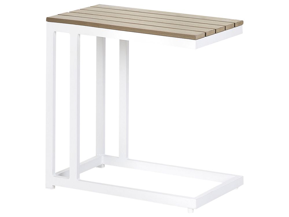 Garden Side Table Light Wood and White MESSINA Beliani