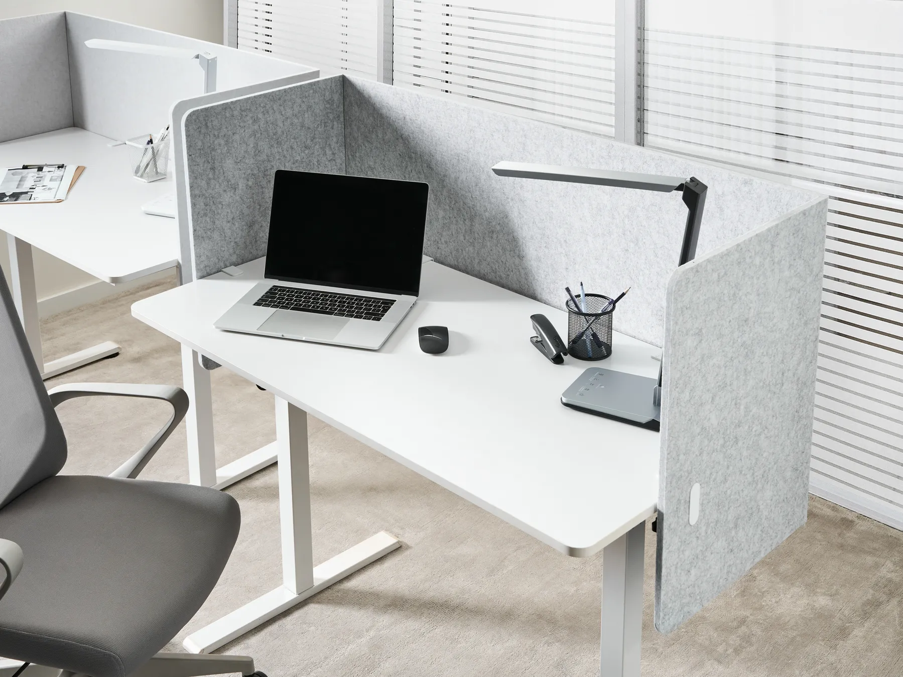Desk Screen SOLOA 210 x 61 cm Grey_1015489