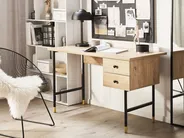 Home Office Desk ABILEN 120 cm 60 cm with Drawers Light Brown_791846