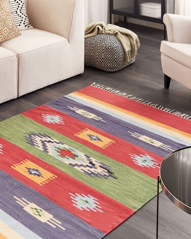 Cotton Kilim Area Rug 140 x 200 cm Multicolour KAMARIS