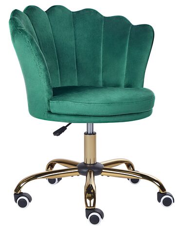 Chaise de bureau en velours vert MONTICELLO II
