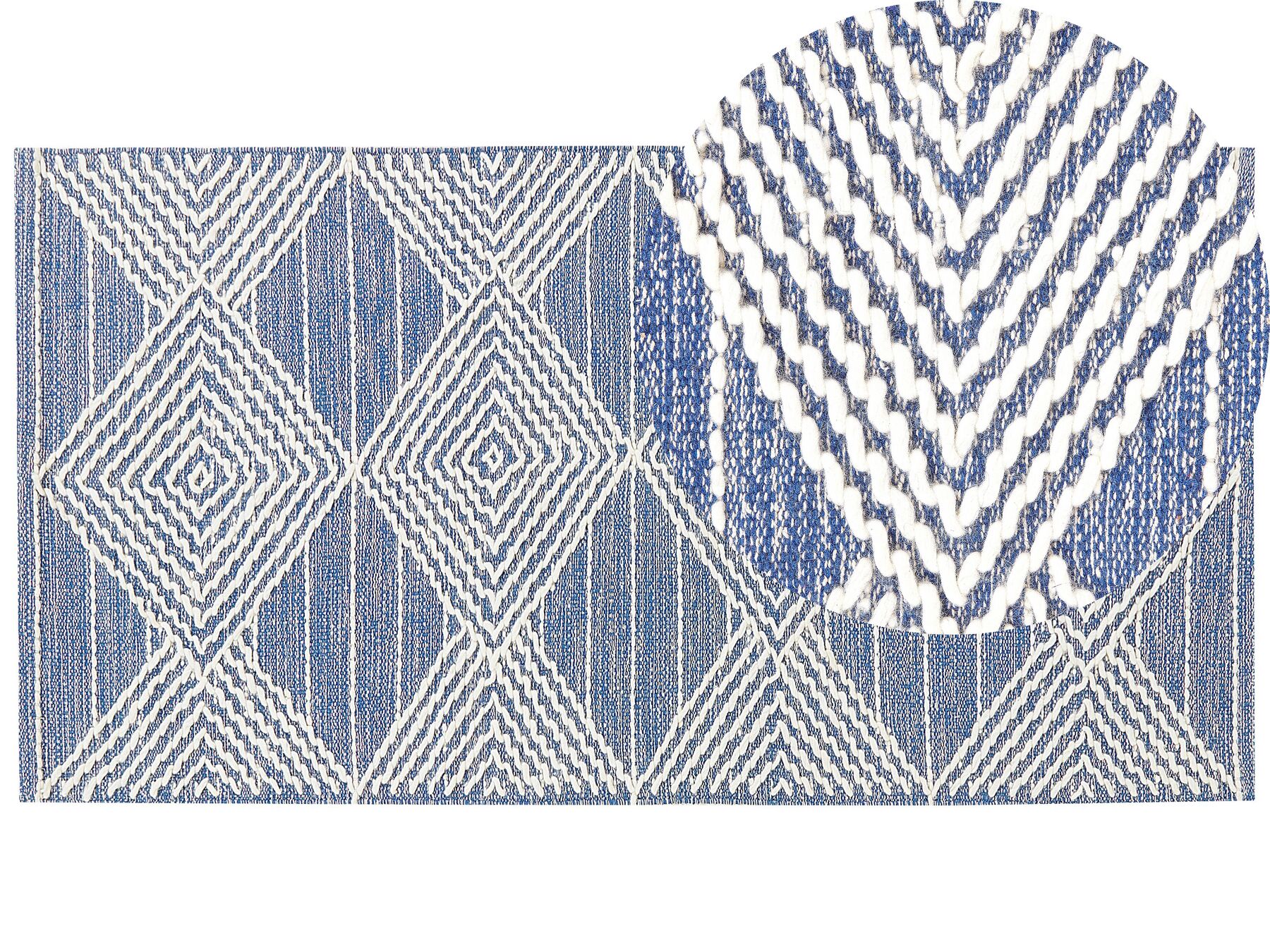 Vlnený koberec 80 x 150 cm svetlobéžová/modrá DATCA_830994