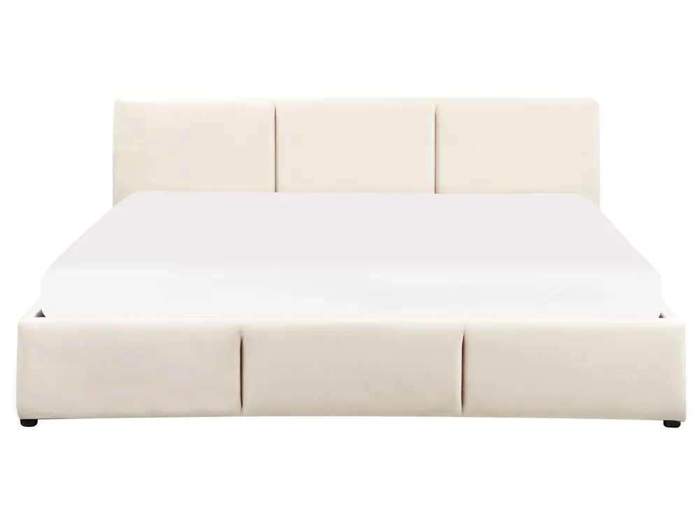 Ottoman Bed BOUSSE Velvet Light Beige 180 x 200 cm (EU Super King)_862635