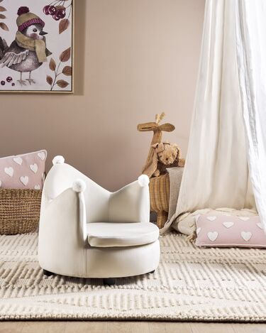 Kids Velvet Armchair Crown Beige VEGA