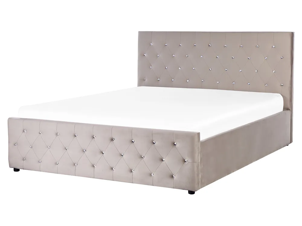 Ottoman Bed AMIENS Velvet Taupe 160 x 200 cm (EU King Size)_914351