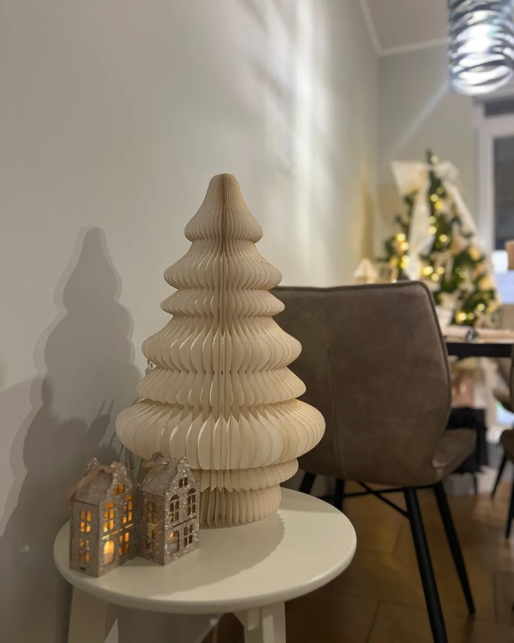 Dekoracja świąteczna Lampa stołowa DREVJA 51 cm Choinka Beżowy_1051717