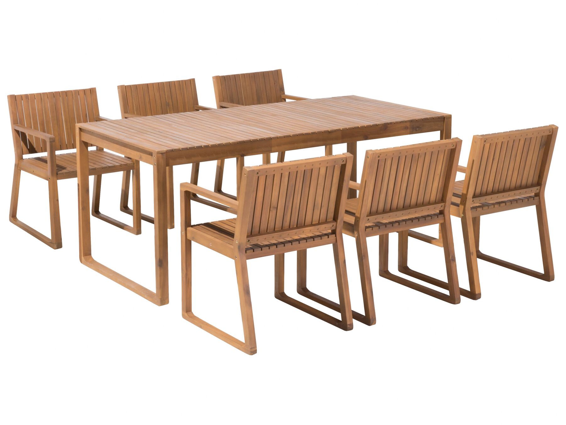 Zestaw ogrodowy akacjowy stół i 6 krzeseł jasne drewno SASSARI_821390