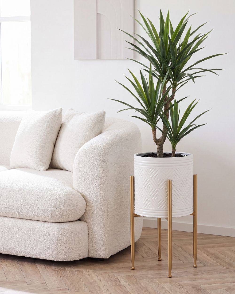 Vaso alto para plantas SOLDANELLA 35 cm Metal Branco