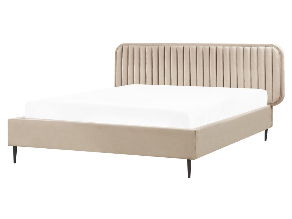 Cama Veludo BRIN 160 x 200 cm Taupe