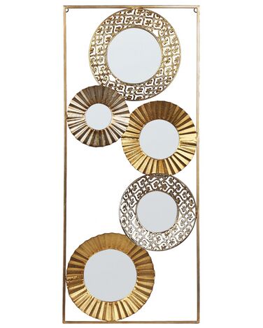 Nástěnná dekorace se zrcadly 39 x 90 cm zlatá MAICOBA