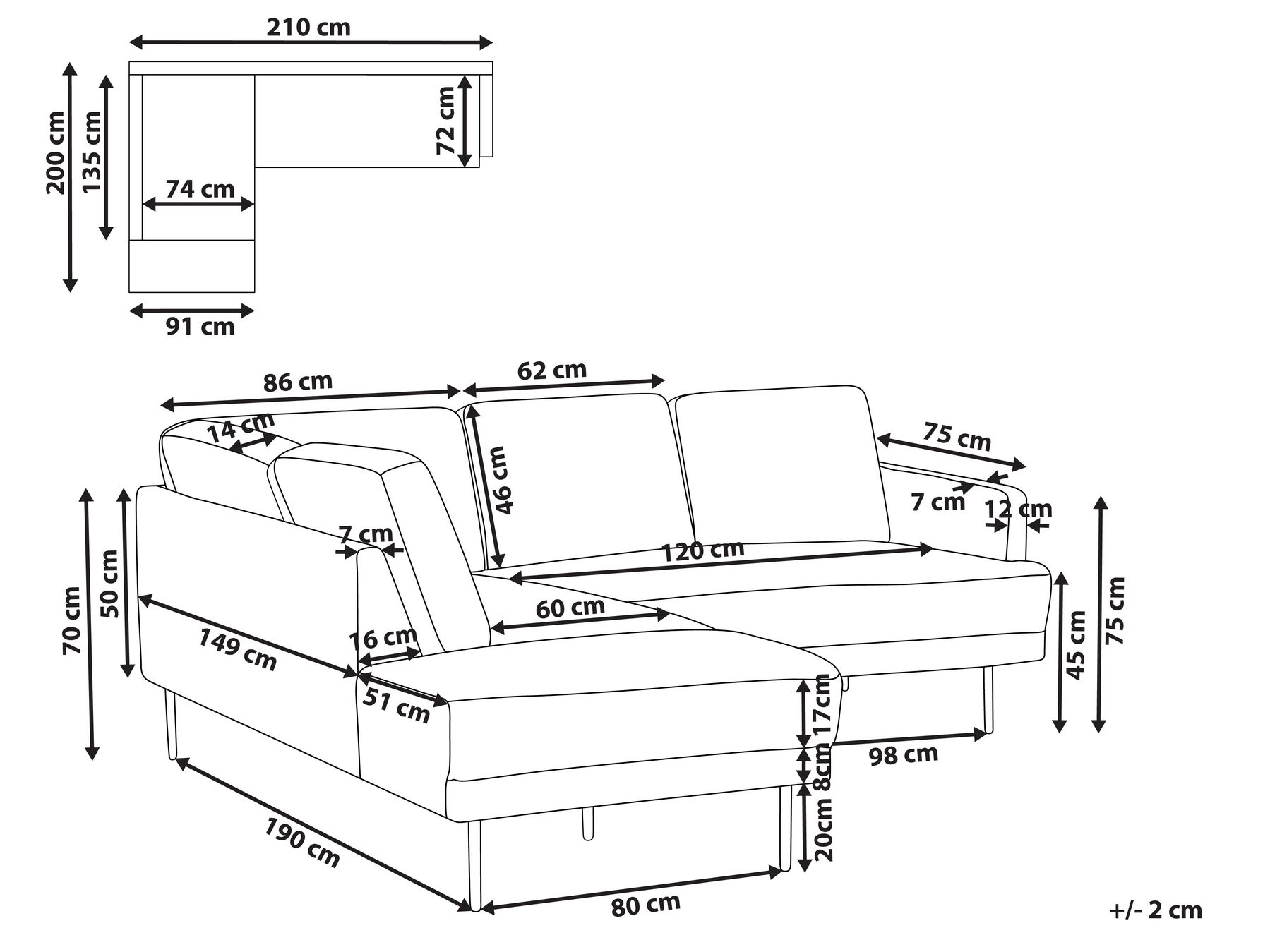 Right Hand 4 Seater Fabric Corner Sofa Beige BREDA_887025 Right Hand 4 Seater Fabric Corner Sofa Beige BREDA_887025